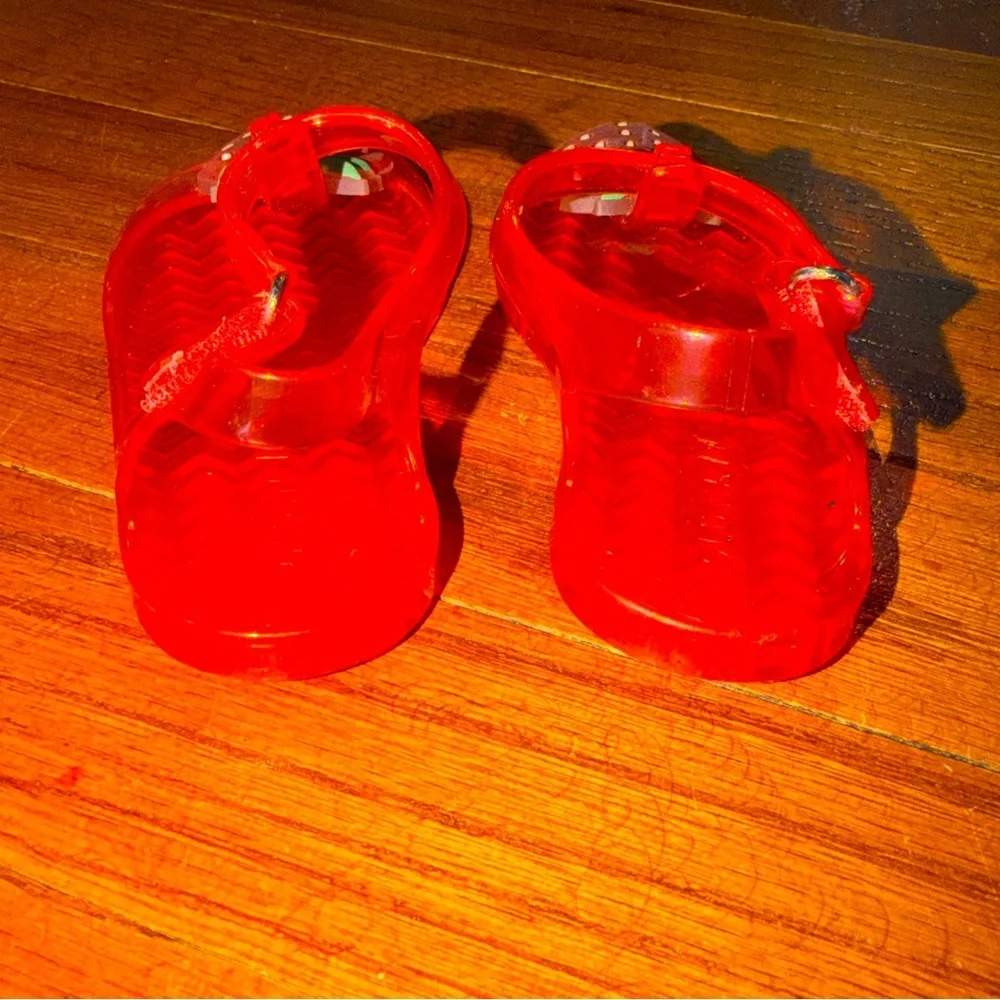 Old Navy Strawberry Jelly Sandals Toddler Girls Size 5 Red Glitter Summer Shoes